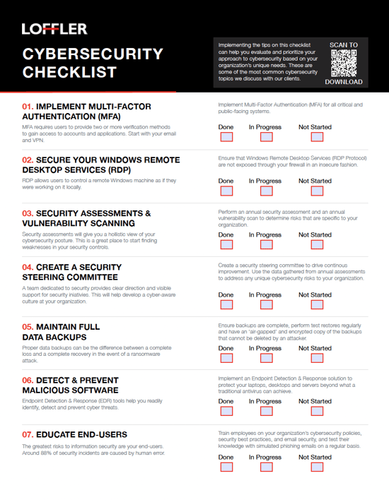 Cybersecurity Checklist Preview